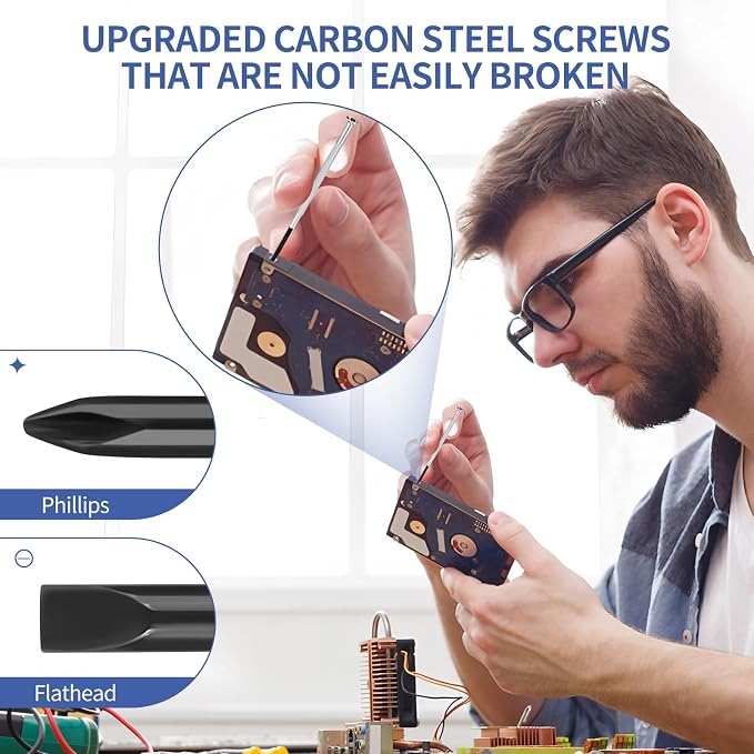 11PCS Mini Screwdriver Set,Small Screwdriver Set with 11 Different Size Flathead and Phillips Screwdrivers Repair for Watches,Computers,Toys and Jewelr