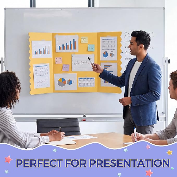 Mooliwe 4 Pack 26" X 17" Trifold Poster Board Tri Fold Poster Boards Foldable Corrugated Business Presentation Display Paper Boards for Science Fair Events, School Projects, Exhibitions