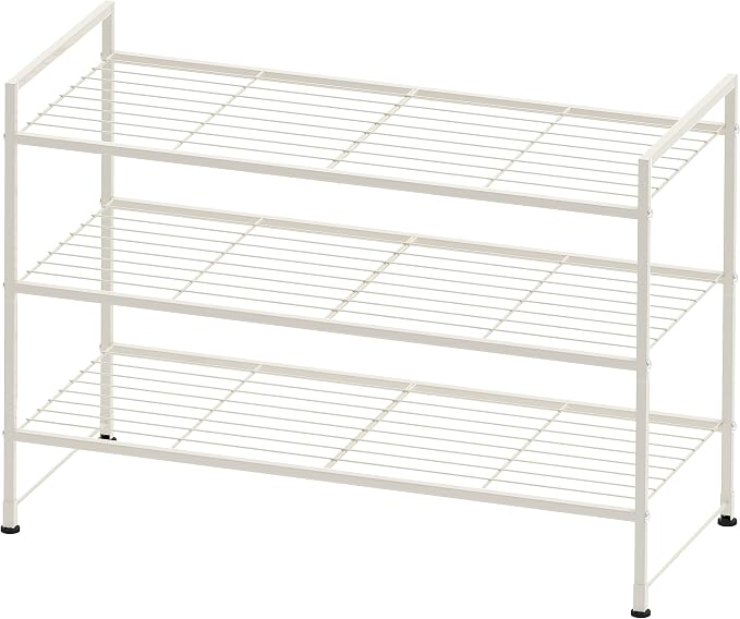 Simple Houseware 3-Tier Stackable Wired Grid Shoe Rack, White | 9 Pairs of Shoes Storage Organizer for Closet, Entryway, Garage & Corridor