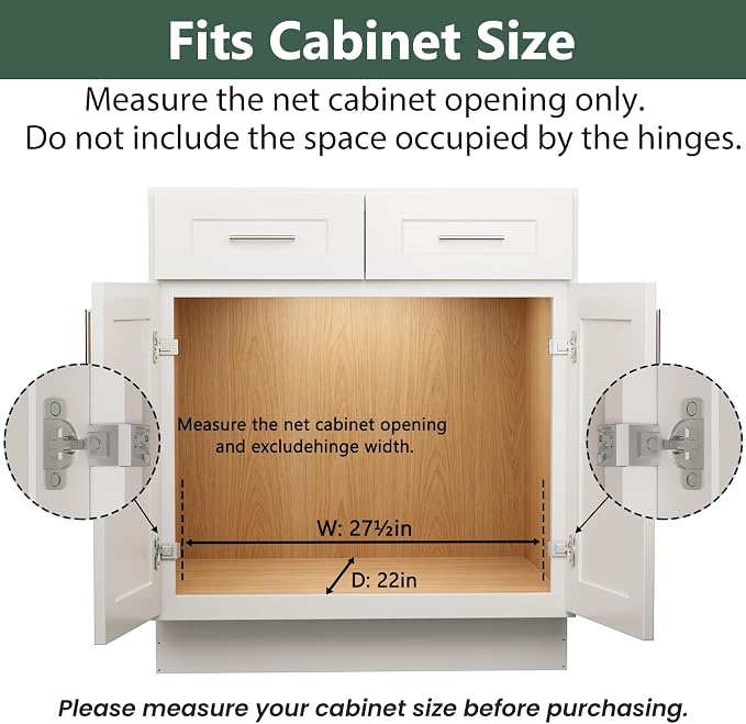 LOVMOR Pull Out Cabinet Organizer 27" W x 21½" D, Kitchen Cabinet Pull Out Shelves Slide Out Storage