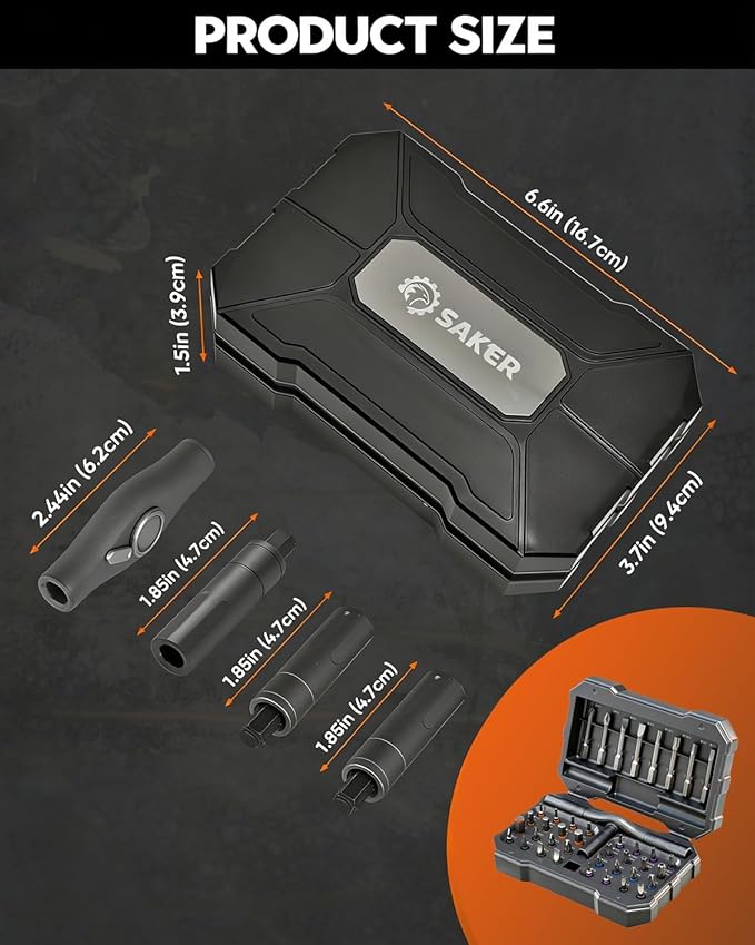 Saker 42-in-1 Magnetic Screwdriver Kit with T Handle Multi-Bit Ratchet Screwdriver Set Gifts for Father, Dad, Home, Computer, Bicycle, Furniture, DIY Dark Grey