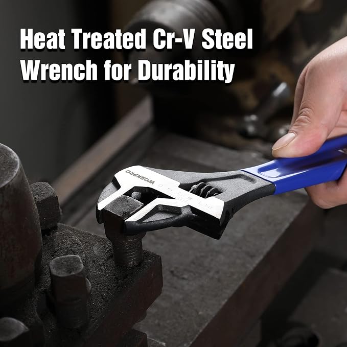 WORKPRO 2-Piece Adjustable Wrench Set, 6-Inch & 10-Inch Wide Jaw Wrenches | Black Oxide Wrench, Cr-V Steel, Metric & SAE Scales, Max Jaw Opening 15/16" & 1-5/16", for Home Repair, Plumbing, Garage Work