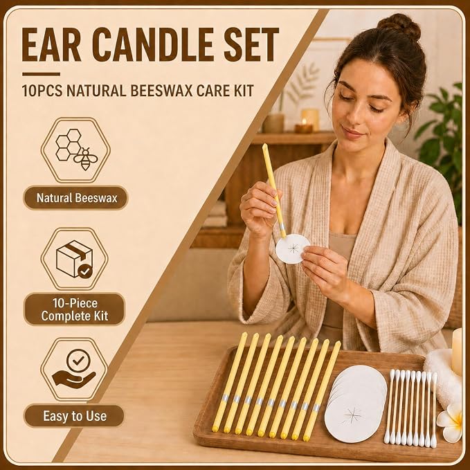 Ear Wax Removal Kit- Gentle Ear Cleaning Tool Set with Cotton Swabs, Spacers, Convenient to Use(10 PCS)