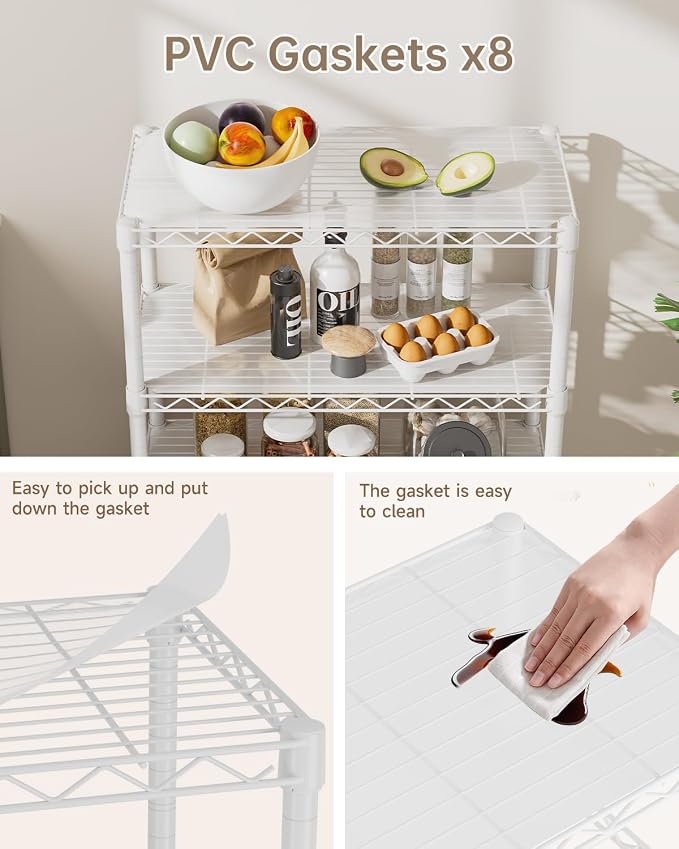 Golpart 8Tier Adjustable Storage Shelves Metal Wire Shelving Standing Shelf | Utility Heavy Duty Unit Rack Closet Organize for Home Kitchen Laundry Room Organization Pantry 12"Dx22"Wx72"H White