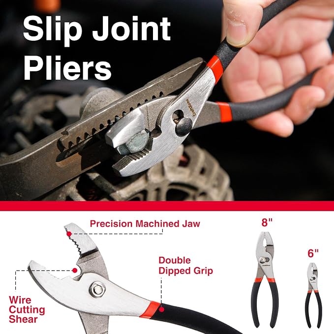 7 Piece Professional Pliers Set With Long Nose, Linesman, Water Pump, Slip Joint And Diagonal Cutting Pliers, Heavy Duty Hand Tool Set For Electrical Work, Home DIY And Automotive Repair