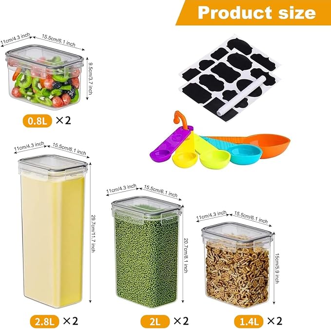 8 Pack Airtight Food Storage Containers