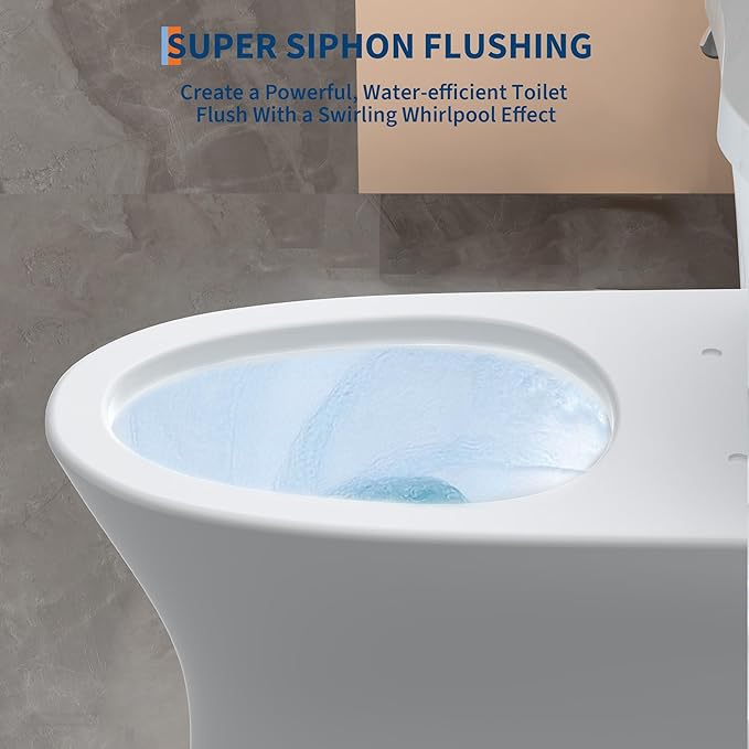 17.5" Elongated One-Piece Toilet with V-Shaped Cover & ADA Height, Soft-Close PP Seat & Easy-Clean Ceramic Surface, Water-Efficient Flush & Compact Design