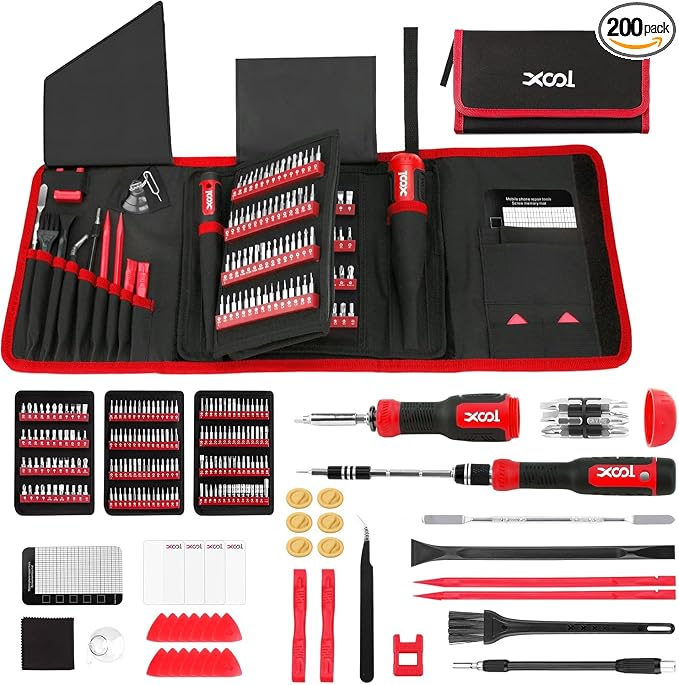 XOOL 200 in 1 Precision Screwdriver Set, Electronics Repair Tool Magnetic Driver Kit with 164 Bits for Phone, MacBook, Computer, Laptop, PC, Tablet, PS4, Xbox, Nintendo, Game Console