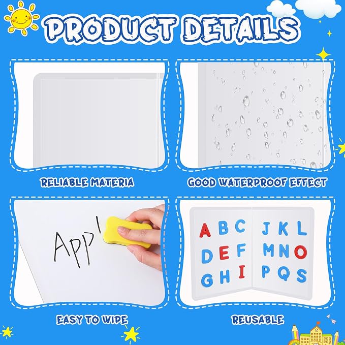 Motipuns 24 Pcs Folding Magnetic Dry Erase Activity Boards Foldable Magnetic Board Dry Erase Learning Project Scrum Folding Whiteboard for Students School Classroom