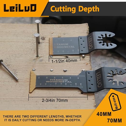 110 Pcs Oscillating Tool Blades Titanium Extra-Long & Wide Multitool Saw Blades for Wood Drywall Nails with Storage Bag Universal Oscillating Tool Accessories Fit DeWalt Makita and More
