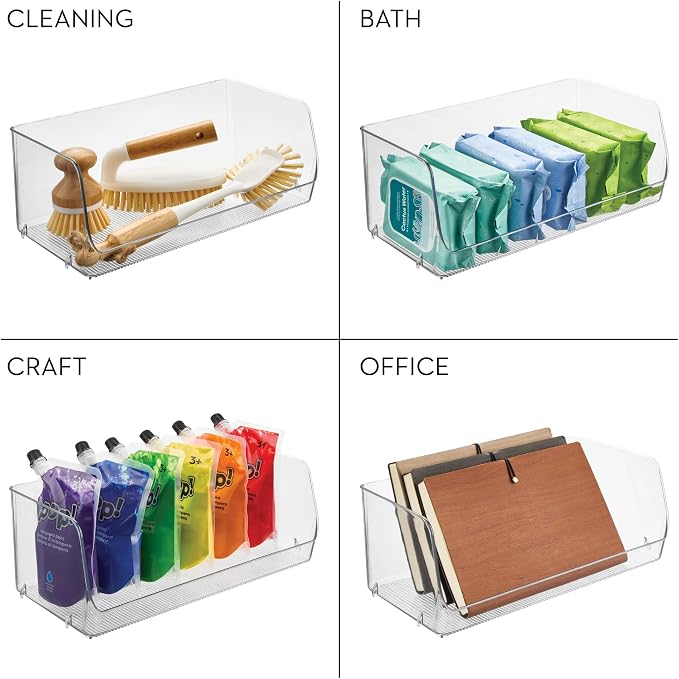 iDesign Stackable Open-Front Storage Bins, Set of 6, Clear | Kitchen and Pantry Organization