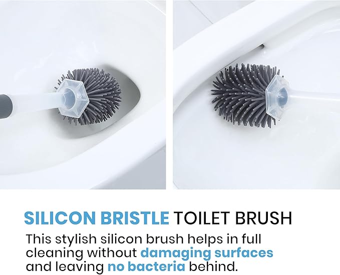 Toilet Brush & Plunger Set - Toilet Bowl Brush and Holder, Refillable Liquid Dispenser Brush - 2 in 1 Silicone Toilet Brush & Plunger Set for Bathroom