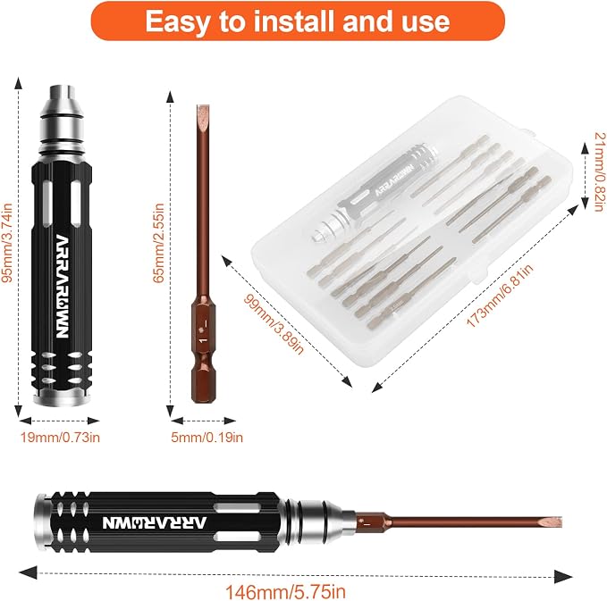 Hex Screwdrivers Set 12 in 1 RC Tool Sets Hobby Tools Kit | RC Car Tool Set RC Model Drone Airplane Robotics Helicopter Quadcopter Boat FPV Home Appliances Repair