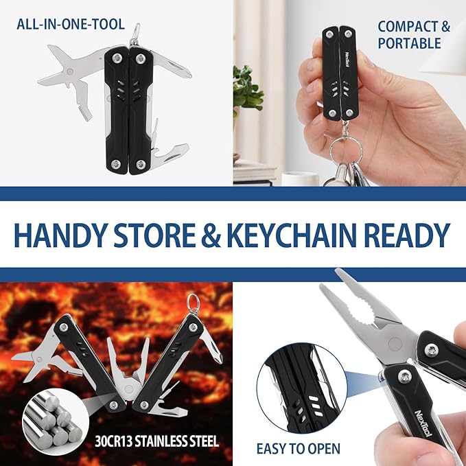 NexTool Mini Sailor Lite Keychain Multitool, Bladeless | 9-in-1 Small Multitool, TSA-Compliant, EDC Tools with SIM Extractor, Mini Scissors, Needle Nose Pliers for Travel, Gifts Idea