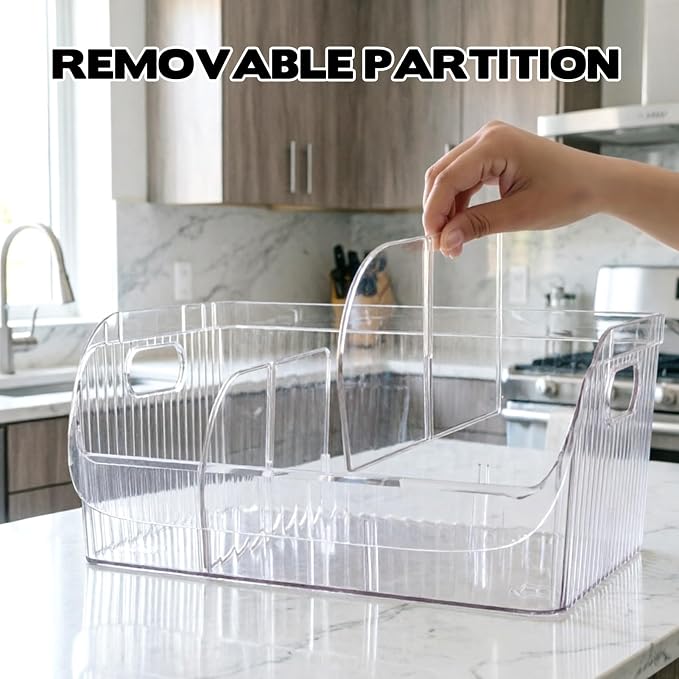 2 Pack Large Snack Chip Bag Organizer for Pantry, 6-Compartment Snack Chip Storage Containers with Dividers, Pantry Organizers Storage for Chip and Snacks Organizer for Pantry Office Cabinet
