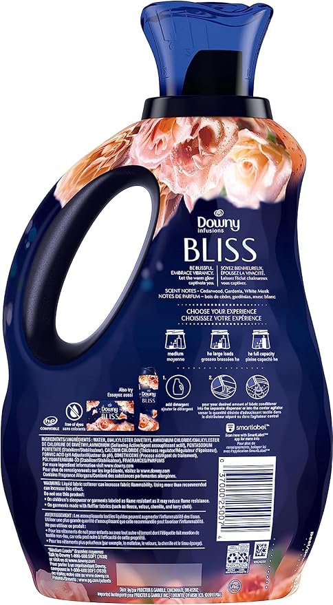 Downy Infusions Laundry Fabric Softener Liquid, Bliss, Sparkling Amber & Rose, 56 Fl Oz