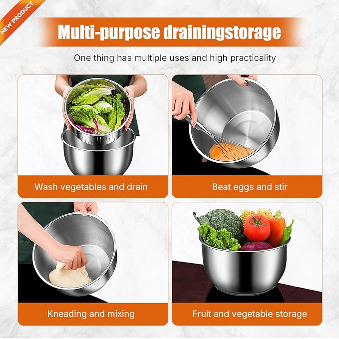 Stainless Steel Salad Spinner, 6L Salad Spinner, Lettuce Spinner, Fruit Washer, Quick Spin Salad Spinner for Householder Vegetables and Pasta Fries Small Salad Spinner Essential Kitchen Utensils