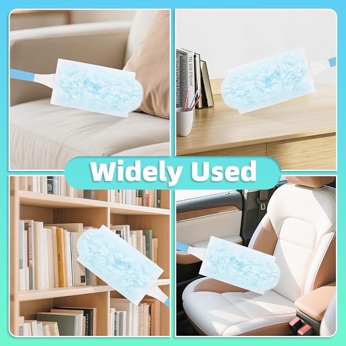Duster Refills for Swiffer Duster, 30 Count Blue Duster Kit with Handle | 360° Multi-surface Dusters, 5X Microfibers Trap Dust, Disposable Heavy Duty Dusters for Home, Office Cleaning