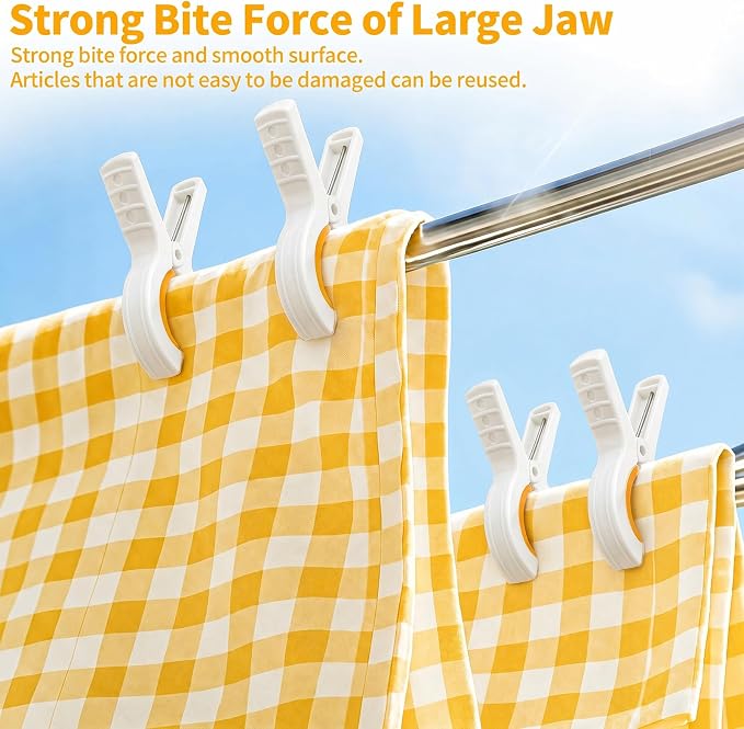 6pcs Towel Clips for Sun Loungers Large Beach Towel Clips Strong Grip Clothes Pegs Non-Slip Towel Pegs for Sun Lounger, Washing Line, Laundry, Pool Chairs, Sunbeds, with Drawstring Organizer