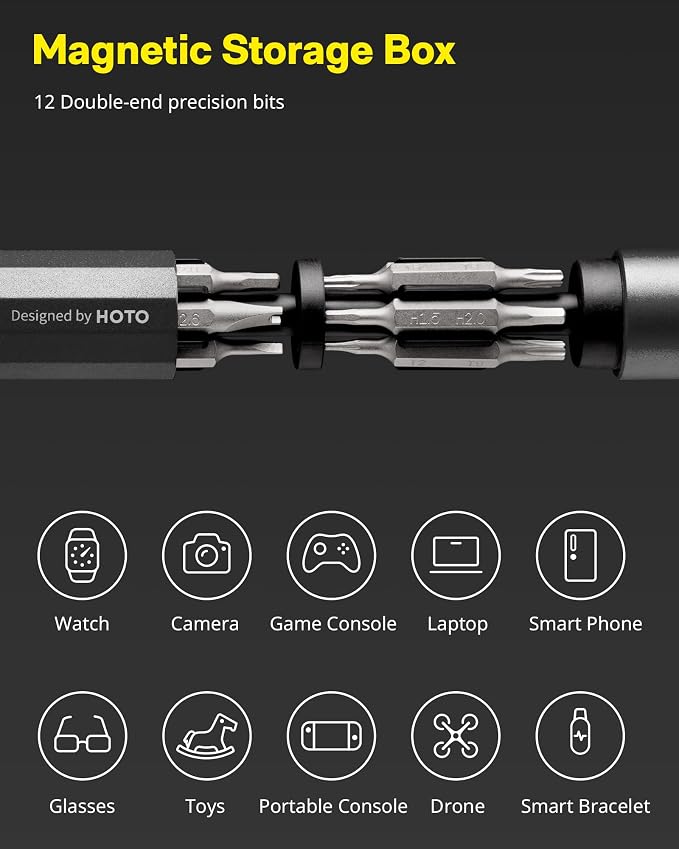 HOTO 24 in 1 Mini Screwdriver Set, Eyeglass Repair Kit, Slate Grey | Magnetic Torx Bit Set, EDC Pen Screwdriver for Electronics, Watches, Phones, Laptops, Cameras, Gadgets for Men