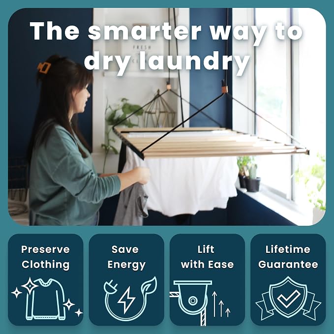 Ceiling Laundry Drying Rack w/Pulley System (48 INCHES)