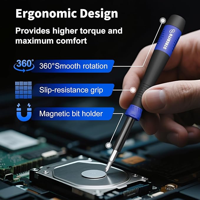 STREBITO Precision Screwdriver Set 64-piece with Torx, Triwing, Gamebit | Magnetic Electronic Repair Tool Kit for Computer, PC, Laptop, Macbook, Tablet, Phone, PS5, XBOX, Switch, Glass, Ring Doorbell