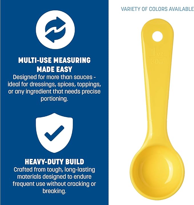 Carlisle FoodService Products Measure Miser Solid Measuring Spoon with Short Handle, 1 Ounce, Yellow (Pack of 12)