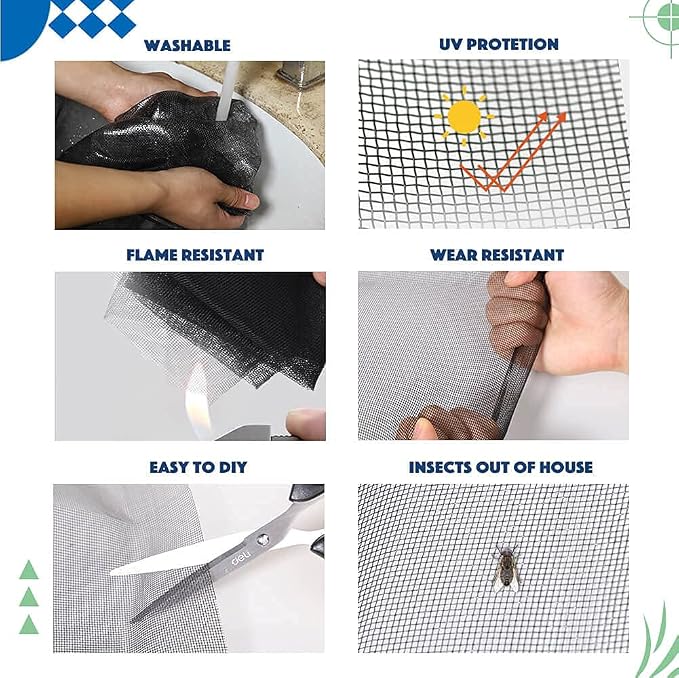 Window Screen Repair Kit - 59" x 106" Screen Door Replacement Fiberglass Screen Mesh with All Screen Tools for Sliding Door and Patio Screen Door Replacement, TOOLTRIZ