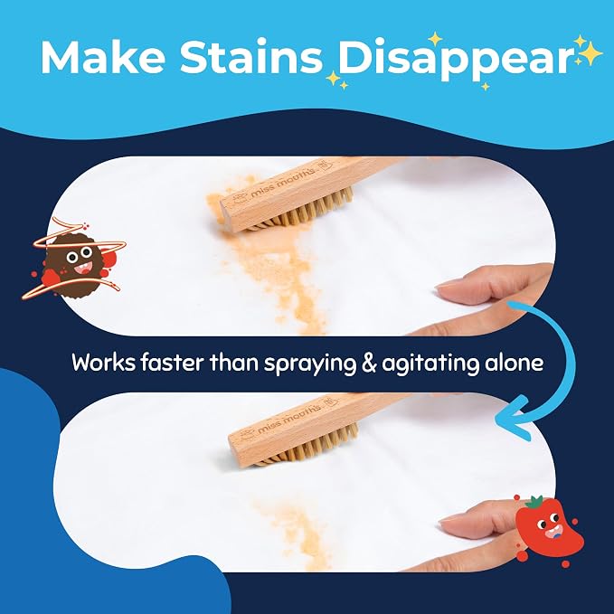 Miss Mouth's Messy Eater Laundry Brush for Stain Treating Fabrics | Gentle Fabric Scrub Brush for Spot Cleaning, Pre-Treating Stains & Delicates