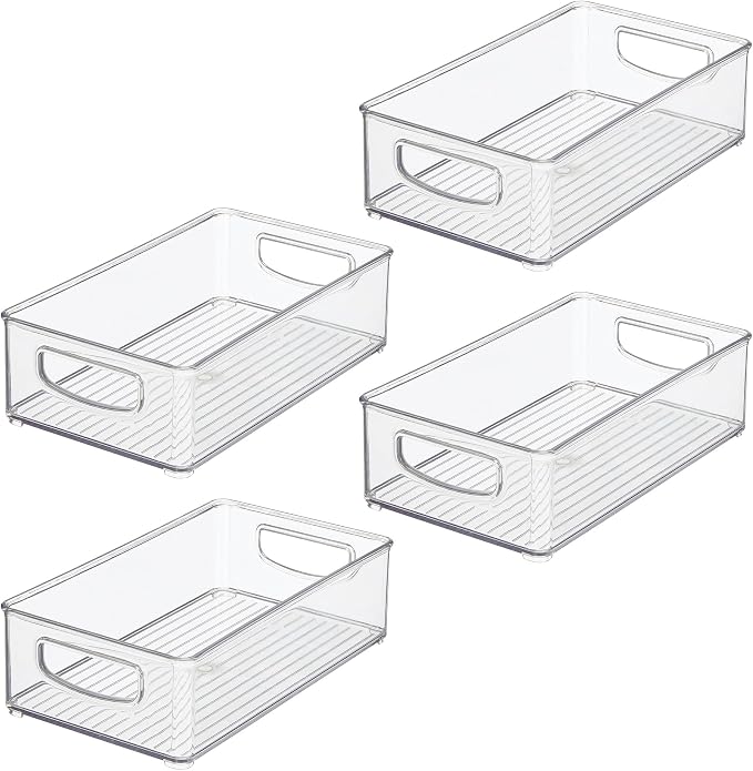 iDesign Stackable Pantry Bin with Handles, Set of 4, Clear | Kitchen Storage, Made in USA