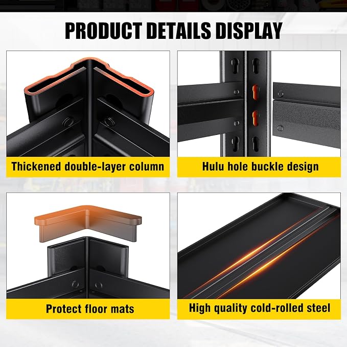 Set of 6 Heavy Duty Garage Shelving, 71.2" Hx46 Wx20 D, Adjustable Storage Shelves Unit for Garage Storage, Metal Shelving & Shelves Organizer for Home, Warehouse, Workshop & Commercial Use