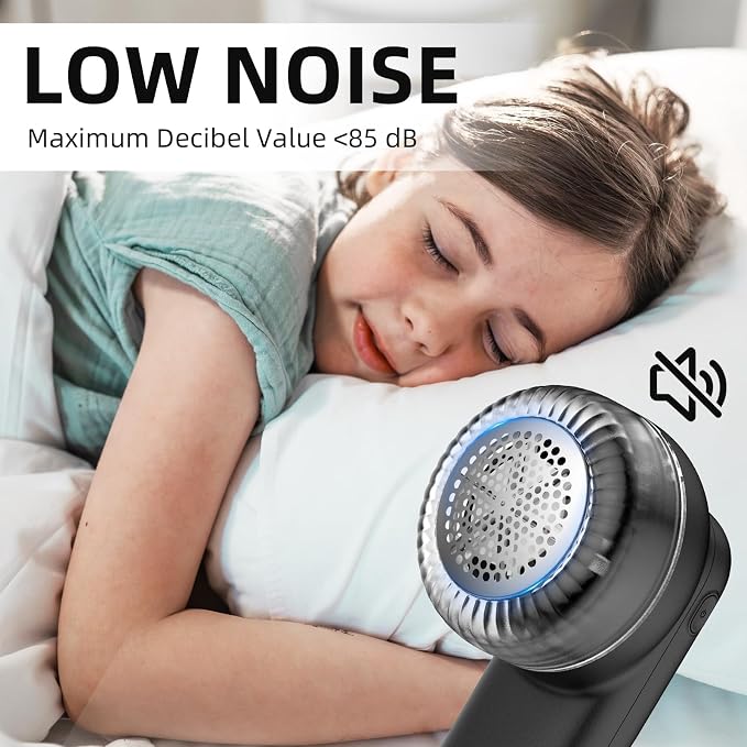 Fabric Shaver, Lint Remover Rechargeable with 3 Speeds, 6 Leaf Blades, Digital LED Display to Remove Fuzz Lint Balls for Clothes, Furniture, Sweater and Couch (Black)