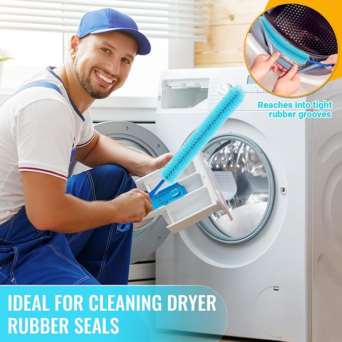 5 Pack Dryer Vent Cleaner Kit, Extra Long Flexible Brushes for Lint, Pet Hair & Dust, Refrigerator Coils, Home Washers, Sinks & Drains