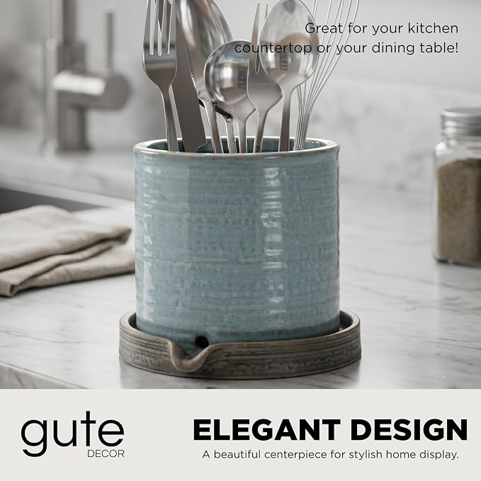 GUTE Utensil Holder Drying Strainer - Sink Utensils Rack, Cutlery Drying , 6x5x5, Silverware Organizer Drainer Basket Caddy, Kitchen Dryer Countertop Cooking Drain - Also For Bathroom Toothbrushes