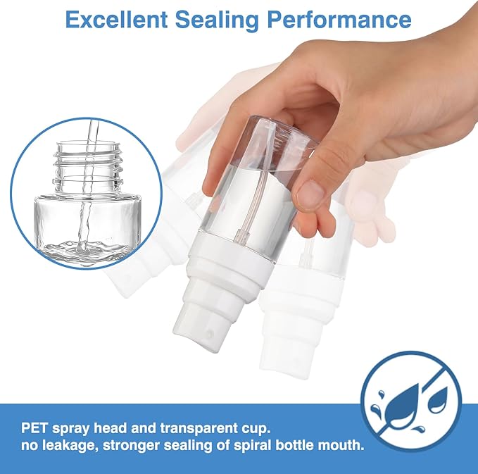 Travel Spray Bottles 2 Pack 1.35oz Small Fine Mist Spray Bottles, Portable Refillable Plastic Travel Bottle Set for Toners, Perfume, Rose Water