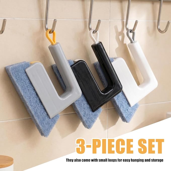 3PCS New Magic Window Track Cleaner,2-in-1 Car Window Sill Cleaner Tool for Cars Air Vents with Scraper & Comfortable Handle,Reusable Car Windows Track Cleaning Tools