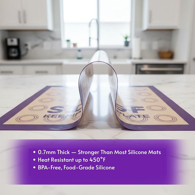 Non-Stick Silicone Baking Mat Set of 2 - Gluten-Free Labeled Reusable Baking Mats for Cookie Sheet - Non Slip & Food Safe - Perfect for Pastries, Macaroons, Bread & Oven Use