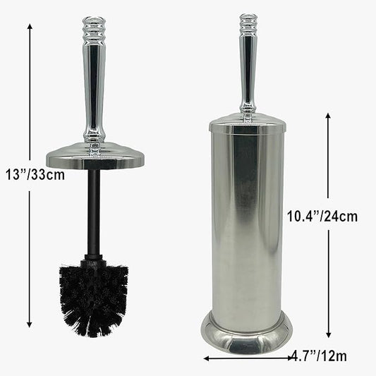 Silver Chrome Toilet Bowl Brush with Holder with Removable lastic Liner, Durable Bathroom Cleaning Tool, Bathroom Cleaner Brush for Efficient Cleaning and Hygiene