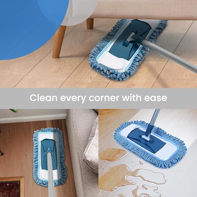 TrueYee Dust Mop for Hardwood Floors with 57" Long Handle Wet & Dry Mops for Catching Pet Hair and Dust Bunny Microfiber Dust Mops for Vinyl, Wood, Tile, Laminate Flooring