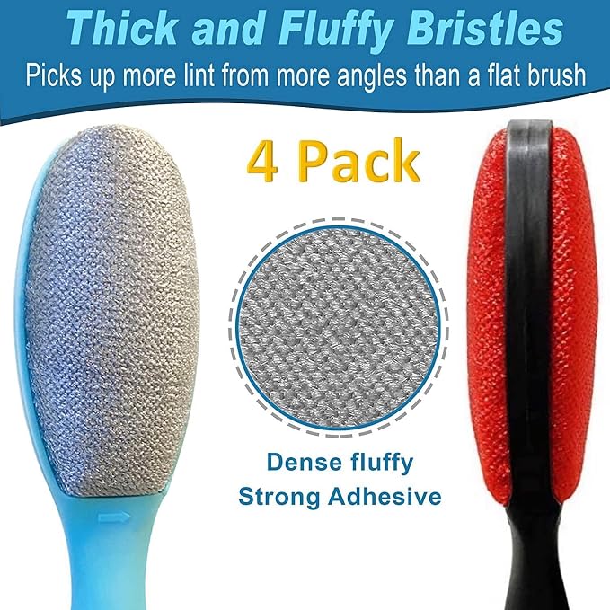 4Pack 2Colors Lint Brush for Clothes Furniture Couch, Lint Brush Pet Hair Remover for Clothes Brush, Reusable Lint Brushes for Pet Hair,Velvet Brush, Pet Brush, Fabric Brush
