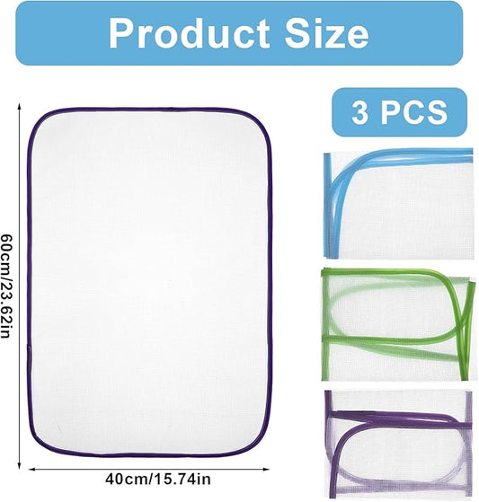 3 Pcs Press Cloth for Ironing, Ironing Cloth, Pressing Clothes Mesh Protective Pads in Blue Purple and Green Colors for Various Fabrics and Garment Care
