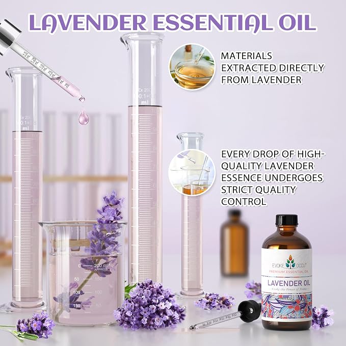 EVOKE OCCU Lavender Essential Oil, for Diffuser & Sleep, Aromatherapy | Calming Scent for Pillow Use, Bath Relaxation, Fabric Care & DIY Spray - 118mL/ 4 fl oz