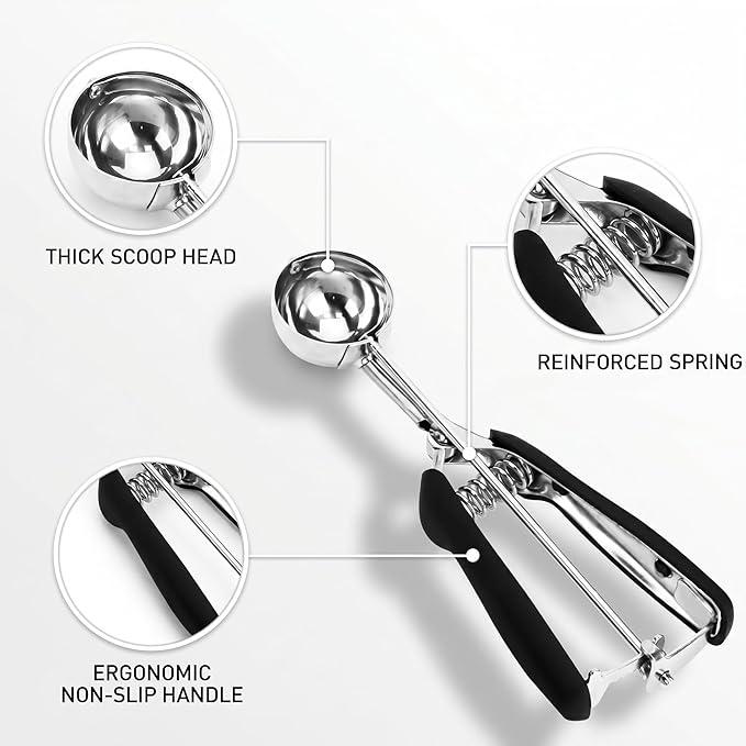 Ice Cream Scoop, 18/8 Stainless Steel Cookie Scoop, Cookie Scoops for Baking, 1.5 Tbsp/ 23ml/ 0.7 oz Cookie Dough Scoop, Ice Cream Scooper with Trigger Release, Cookie Scooper for Baking