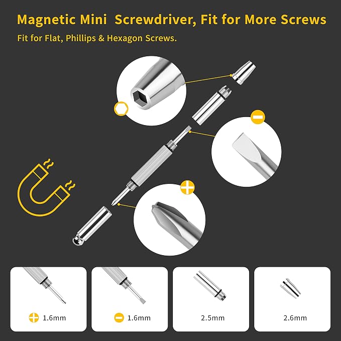 Eyeglass Nose Pads, 24 Pairs of Screw-in Glasses Nose Pads, Upgraded Magnetic Eyeglass Repair Kit with Precision Precision Screwdriver Set, Screws, Tweezer for Travel, Birthday Gift, Christmas