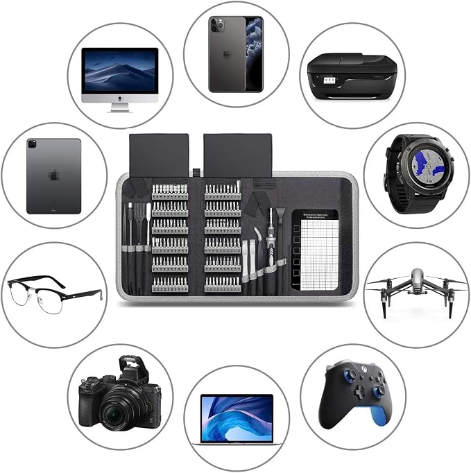 PC Building Tool Kit 140-IN-1: Computer Tool Kit for Repair & Assembly, Precision Screwdriver Set with Magnetic Bits for Laptop, iPhone, MacBook, PS4/5, Xbox, Game Console (Gray) | Laptop, Phone and Game Console Repairs, CRV Bits, Flexible Shaft, Magne...