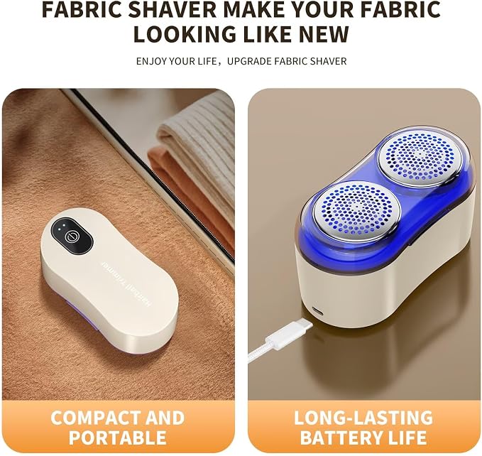 Fabric Shaver - 6 Leaf Stainless Steel Blades, Type-C Charging Electric Lint Remover for Sweater, Clothes, and Furniture, to Remove Pilling
