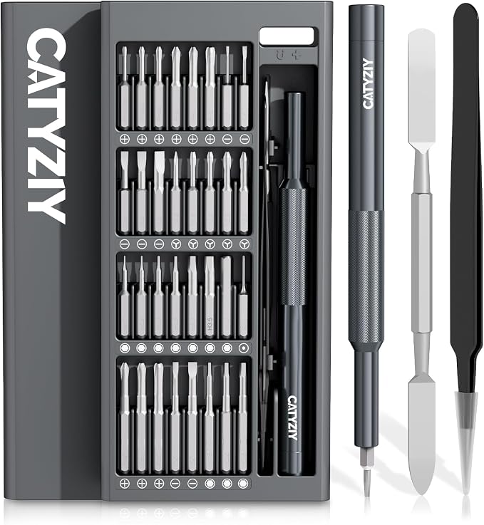 69-in-1 Precision Screwdriver Set, Magnetic Repair Kit for iPhone | Pro 64-piece S2 steel bit set. Includes mat, handle, tweezers, pry bar & magnetizer. Perfect for PC, phone & watch repairs.
