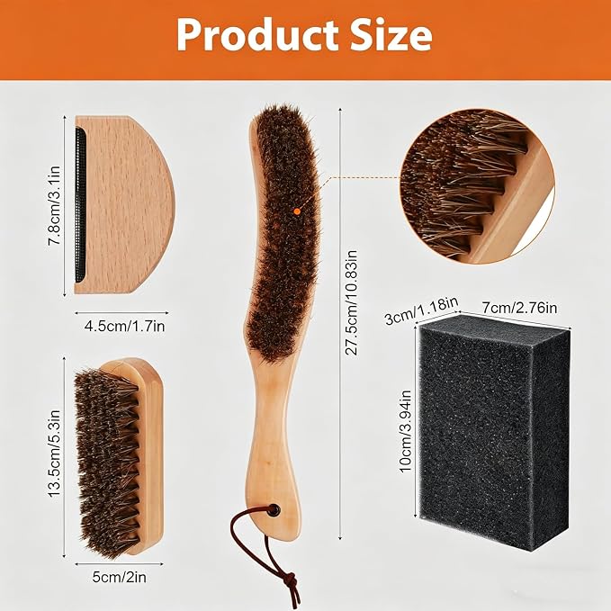 4Pcs Cowboy Hat Cleaning Kit Felt Hat Brush with Sponge Wood Cap Cleaner Lint Remover
