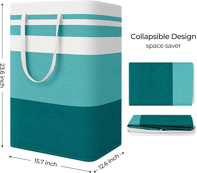 StorageRight Laundry Basket Hamper, 75L Collapsible Clothes Storage, Green | Freestanding Clothes Hampers, Foldable design, with Easy Carry Handles, For Laundry, Bedroom, Dorm, Clothing, Towels, Toys