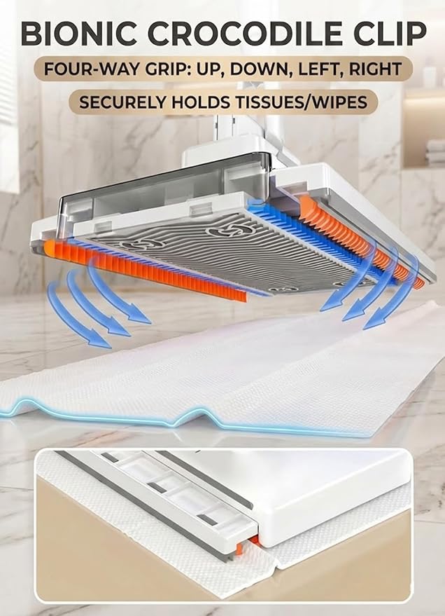 Snap Grip Mini Mop, Hands-Free Cloth Changing with 360° Rotating Head, Zero-Touch Portable Wall Mop for Floor, Tile and Mirror, Universal Pad Compatibility for Any Cloth+ Magic Cleaning Cloth*10